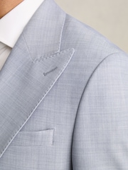 Reiss Soft Blue Belmont Sb Single-Breasted Textured Blazer Slim-Fit With Wool - Image 5 of 9