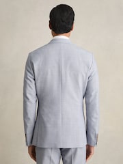 Reiss Soft Blue Belmont Sb Single-Breasted Textured Blazer Slim-Fit With Wool - Image 6 of 9