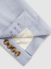 Reiss Soft Blue Belmont Sb Single-Breasted Textured Blazer Slim-Fit With Wool - Image 9 of 9