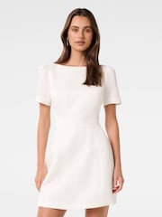 Forever New White Simone Bow Back Mini Dress with a Touch of Linen - Image 1 of 5