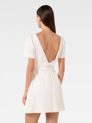 Forever New White Simone Bow Back Mini Dress with a Touch of Linen - Image 2 of 5