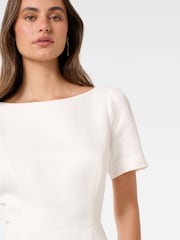 Forever New White Simone Bow Back Mini Dress with a Touch of Linen - Image 3 of 5