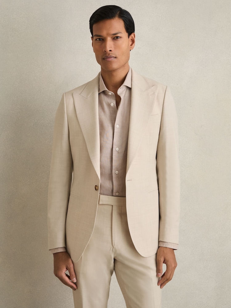Pierre - Blazer ajusté Reiss Belmont Sb texturé à simple boutonnage - Image 1 de 8