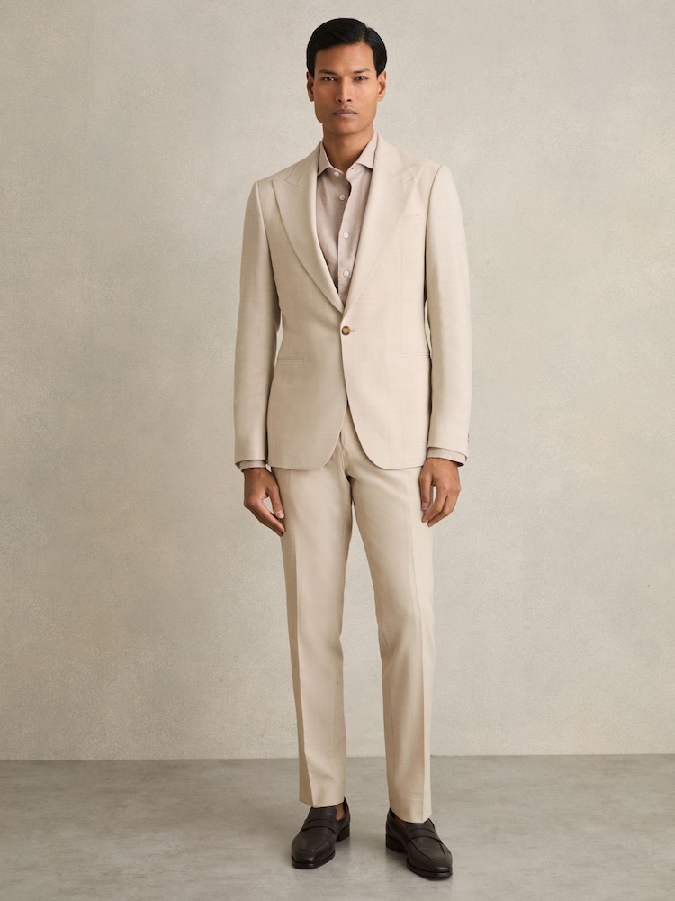 Pastelgeel - Reiss Belmont Sb Slim-Fit Single-Breasted Textured Blazer - Image 3 of 8