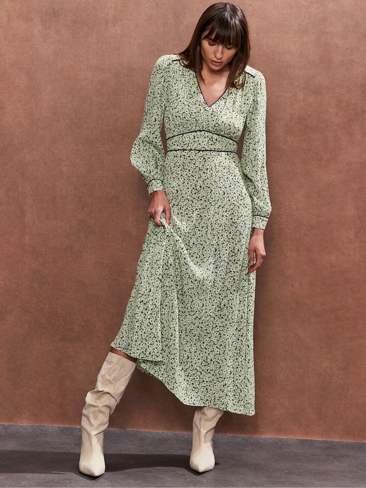 Ro&Zo Green Ditsy Waist Detail Dress - Image 2 of 4