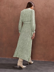 Ro&Zo Green Ditsy Waist Detail Dress - Image 4 of 4