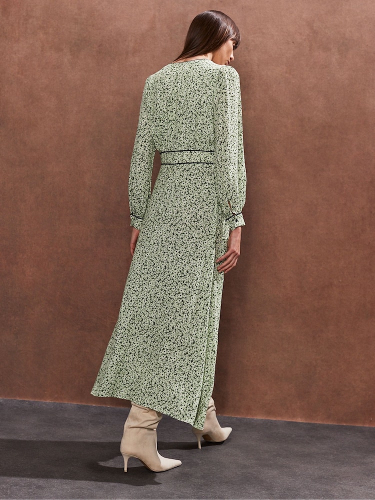 Ro&Zo Green Ditsy Waist Detail Dress - Image 4 of 4