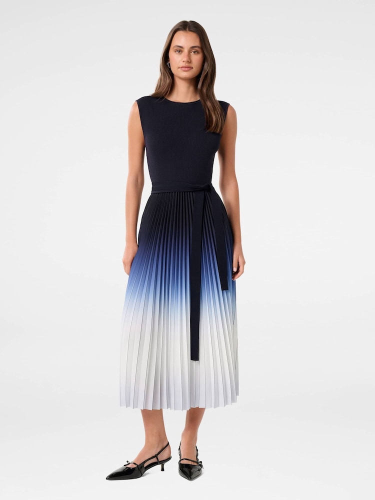 Forever New Blue Ombre Pleated Midi Dress - Image 1 of 4