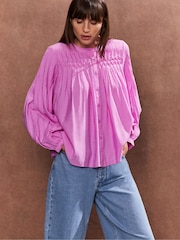 Ro&Zo Pink Smocked Detail Blouse - Image 1 of 3