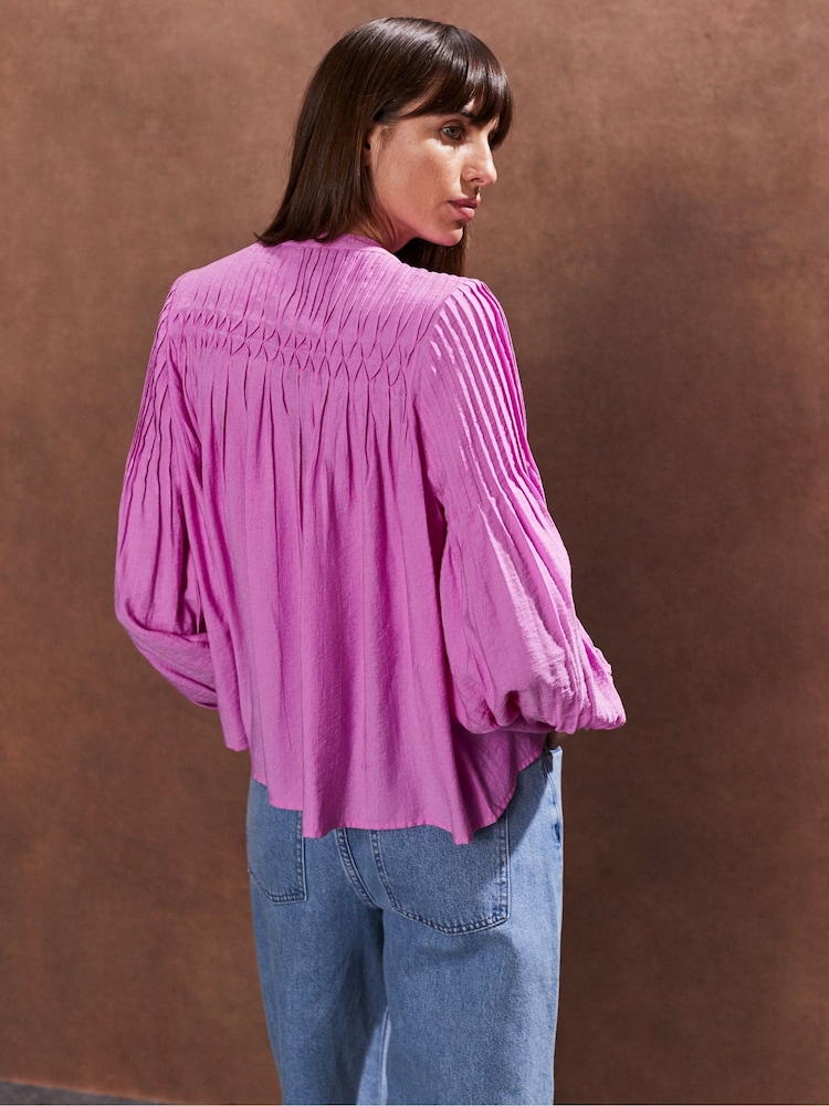 Ro&Zo Pink Smocked Detail Blouse - Image 2 of 3
