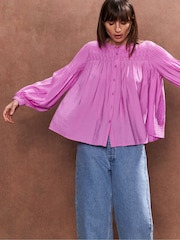 Ro&Zo Pink Smocked Detail Blouse - Image 3 of 3