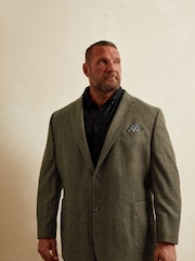 BadRhino Big & Tall Brown Tweed Checked Suit Jacket - Image 3 of 7