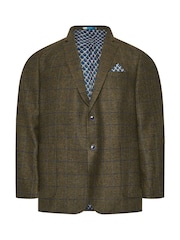 BadRhino Big & Tall Brown Tweed Checked Suit Jacket - Image 7 of 7