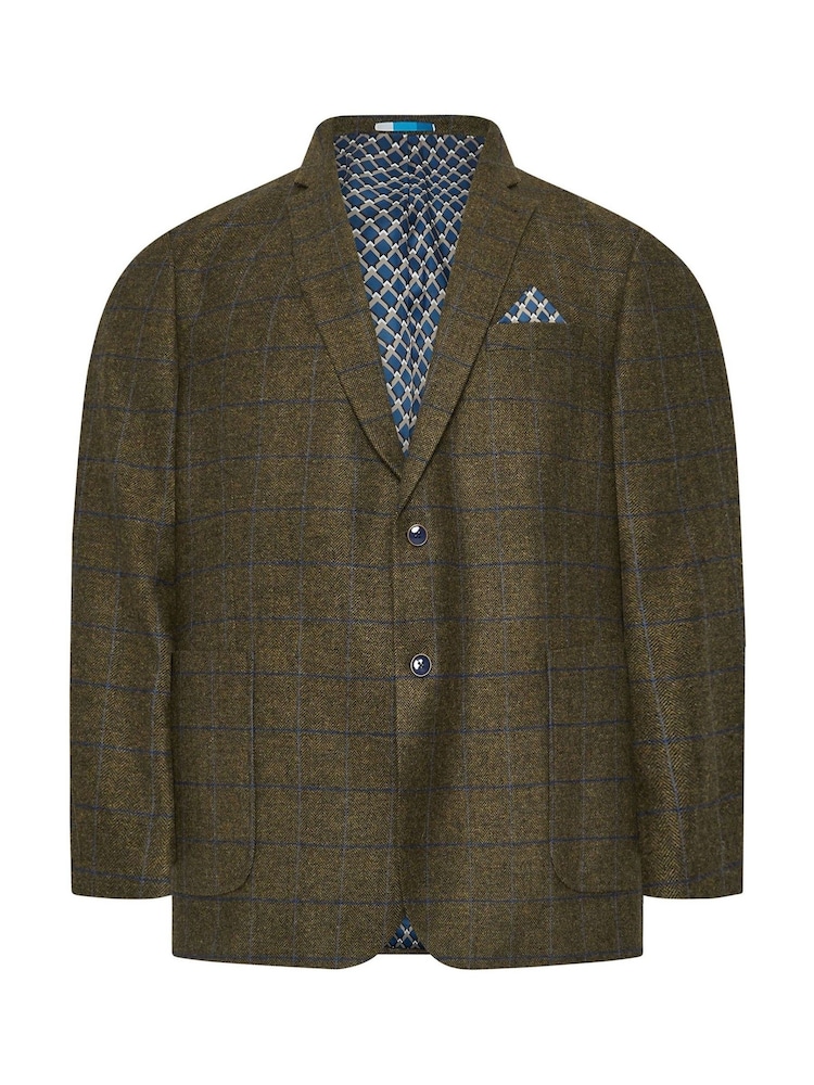 BadRhino Big & Tall Brown Tweed Checked Suit Jacket - Image 7 of 7