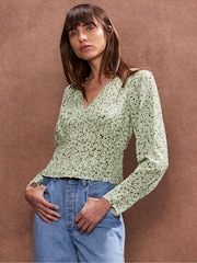 Ro&Zo Green Ditsy Pintuck Blouse - Image 1 of 4