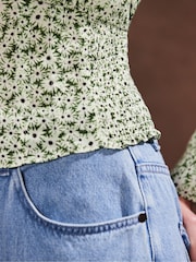 Ro&Zo Green Ditsy Pintuck Blouse - Image 4 of 4