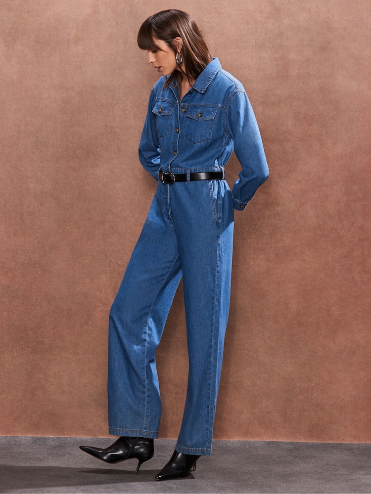 Ro&Zo Blue 100% Cotton Denim Jumpsuit - Image 3 of 5