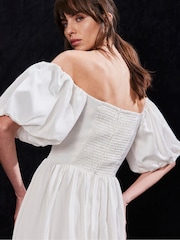 Ro&Zo White Bardot Puff Sleeve Maxi Dress - Image 3 of 4