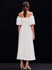 Ro&Zo White Bardot Puff Sleeve Maxi Dress - Image 4 of 4