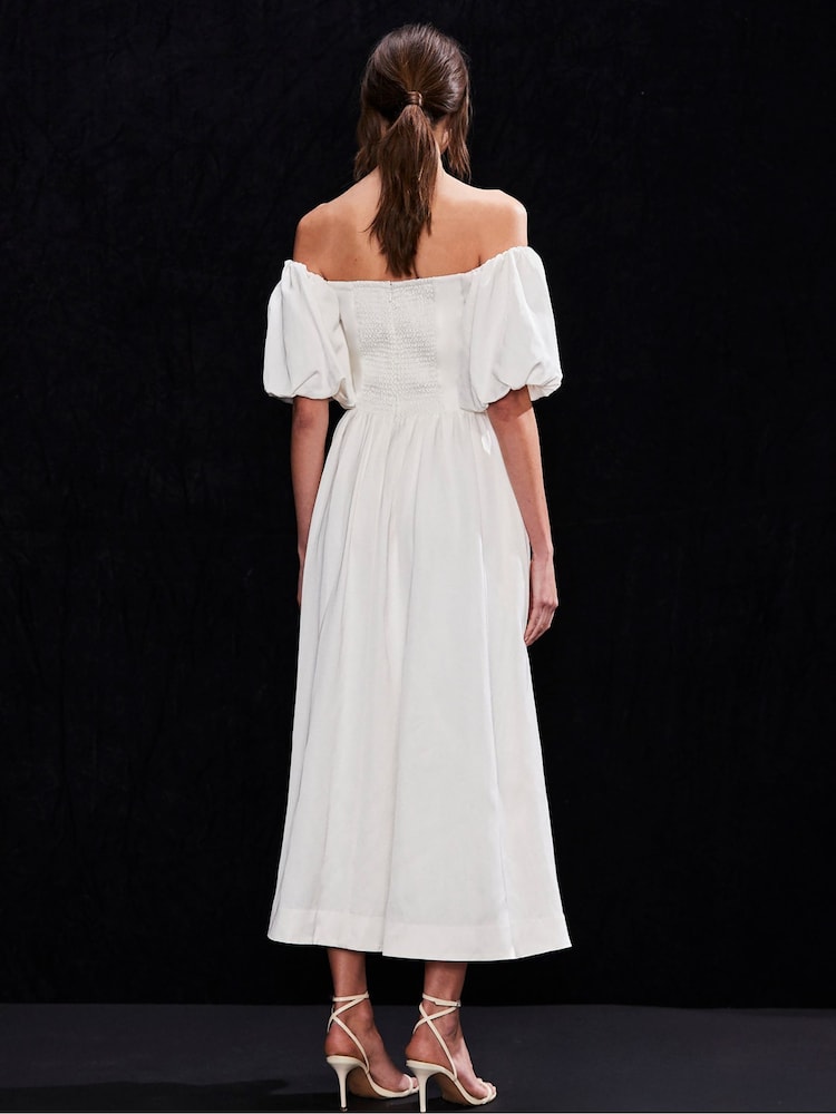 Ro&Zo White Bardot Puff Sleeve Maxi Dress - Image 4 of 4