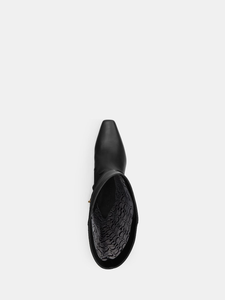 COACH Black Sculpted C Kitten Heel Leather Boots - Image 4 of 4