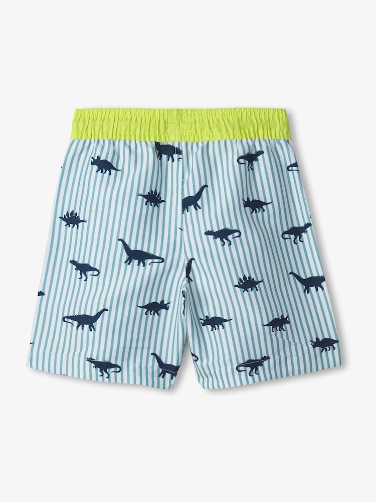 Hatley Blue Dino Stripes Swim Trunks - Image 2 of 3