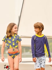 Hatley Blue Dino Stripes Swim Trunks - Image 3 of 3