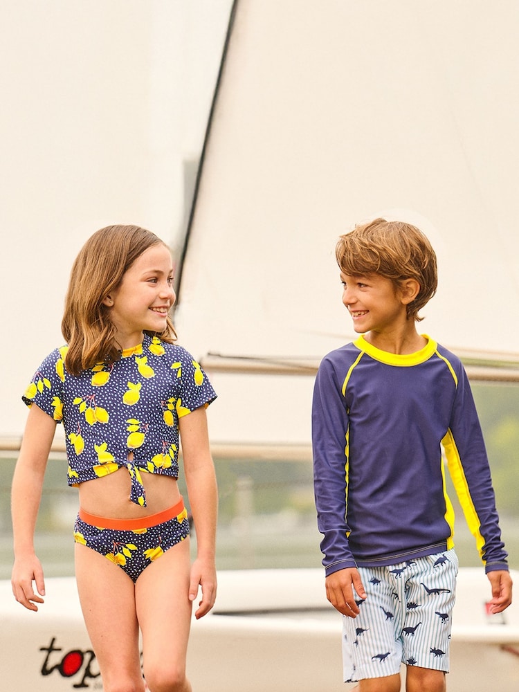 Hatley Blue Dino Stripes Swim Trunks - Image 3 of 3