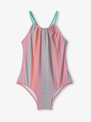Hatley Pink Shimmer Stripe Gather Front Swimsuit - Image 1 of 2