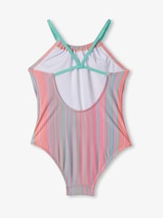 Hatley Pink Shimmer Stripe Gather Front Swimsuit - Image 2 of 2
