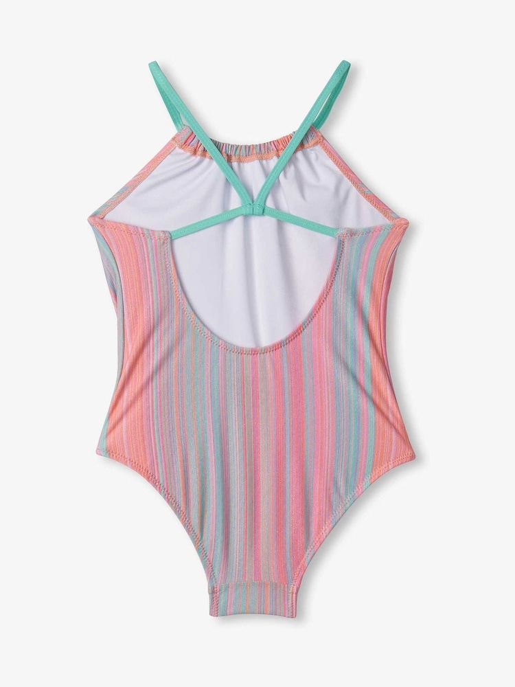 Hatley Pink Shimmer Stripe Gather Front Swimsuit - Image 2 of 2