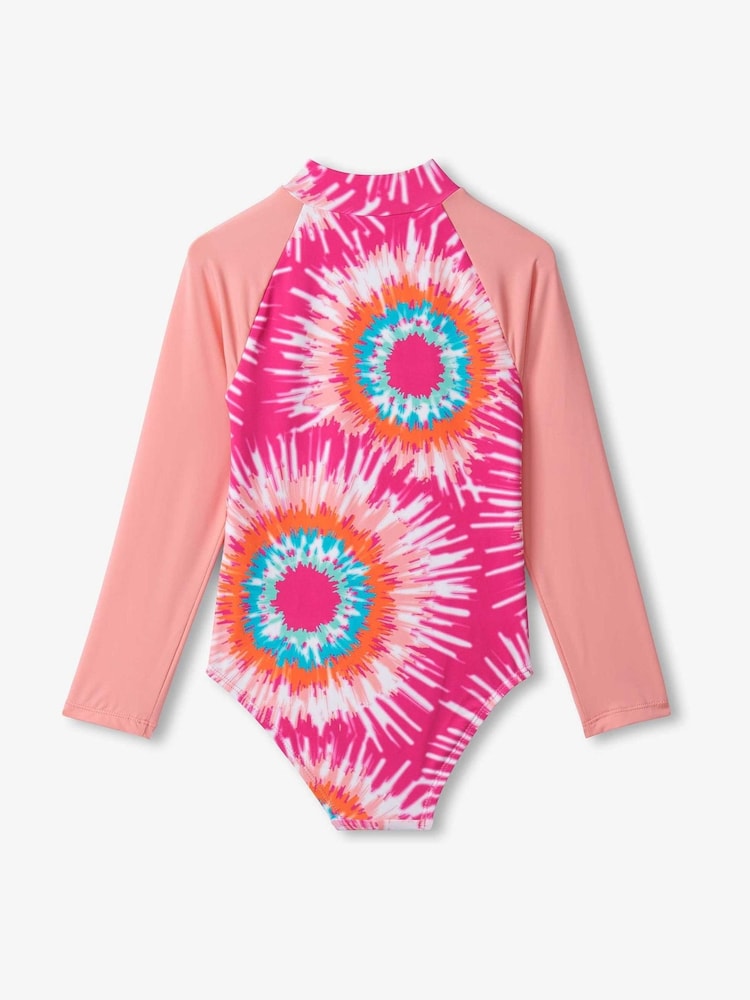 Hatley Pink Sunburst Tie Dye Longsleeve Rashguard Swimsuit - Image 2 of 2