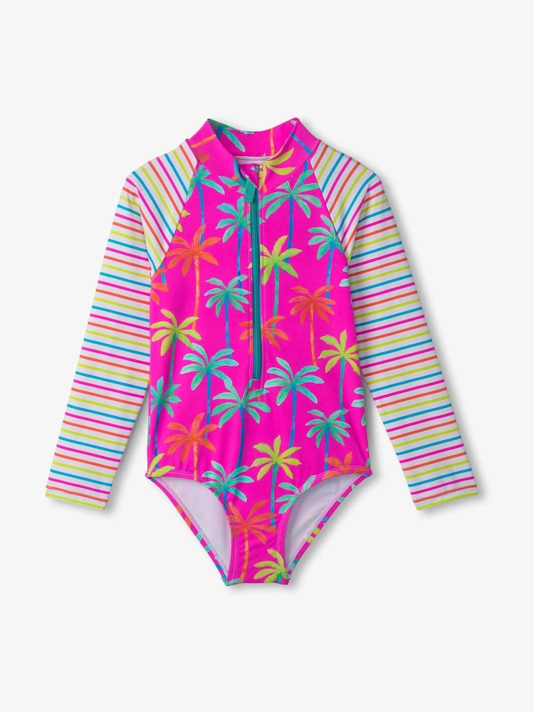 Hatley Pink Painted Palms Longsleeve Rashguard Swimsuit - Image 2 of 3