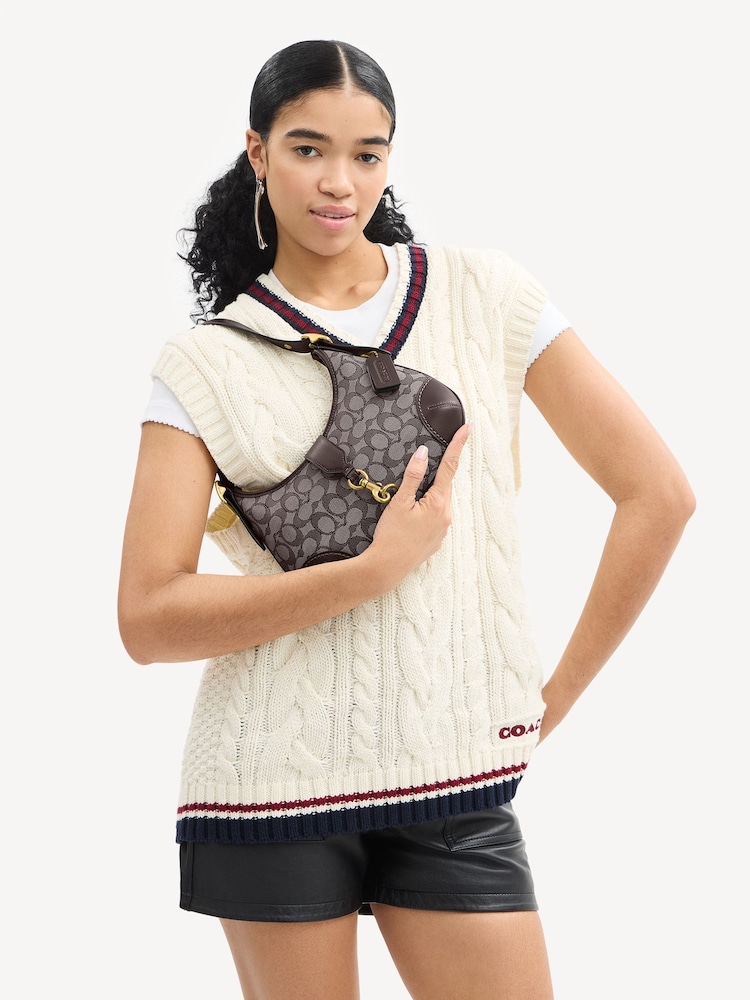 COACH Brown Originals Signature Jacquard Hamptons Hobo Bag - Image 4 of 9