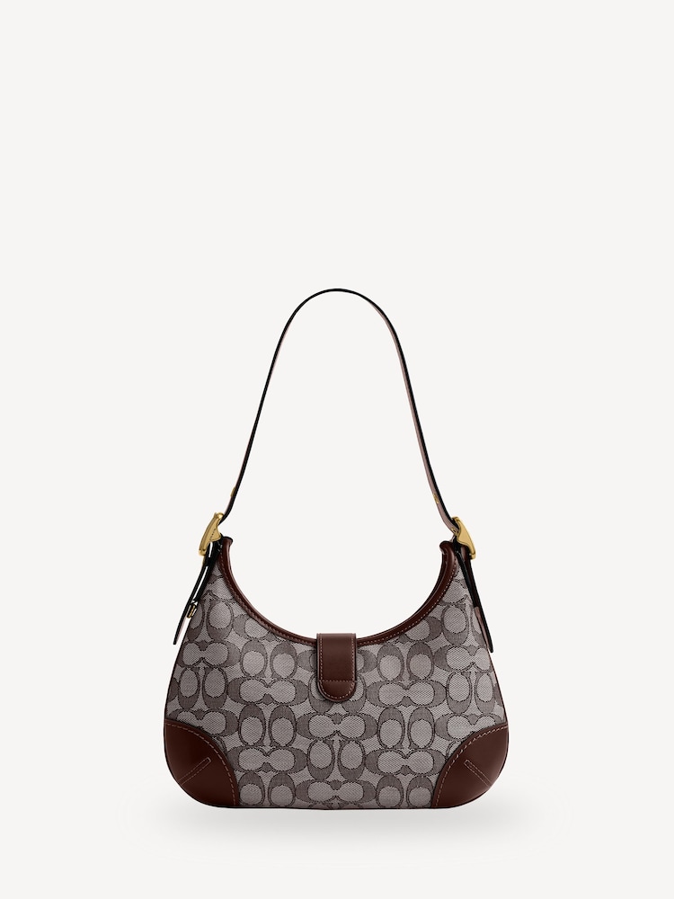 COACH Brown Originals Signature Jacquard Hamptons Hobo Bag - Image 5 of 9