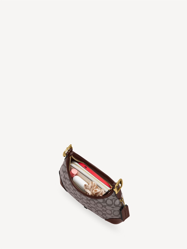 COACH Brown Originals Signature Jacquard Hamptons Hobo Bag - Image 7 of 9