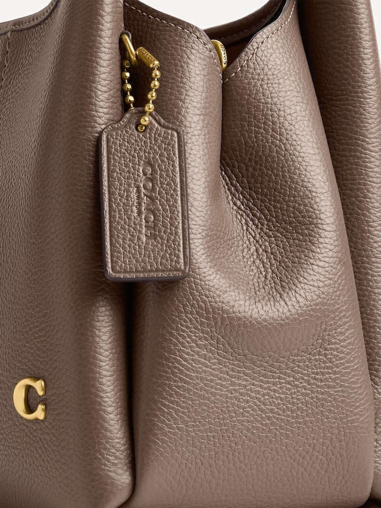 COACH Brown Polished Pebble Leather Lana Shoulder Bag 23 - Image 8 of 8