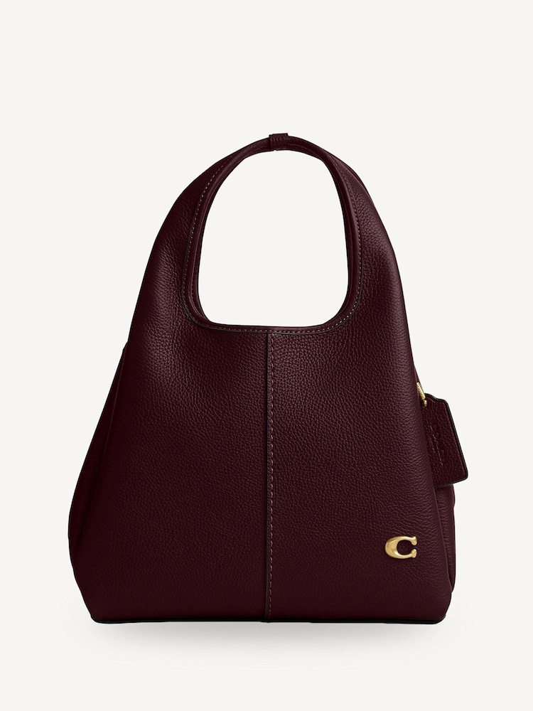 COACH Red Polished Pebble Leather Lana Shoulder Bag 23 - Image 1 of 5 COACH Red Polished Pebble Leather Lana Shoulder Bag 23 - Image 1 of 5