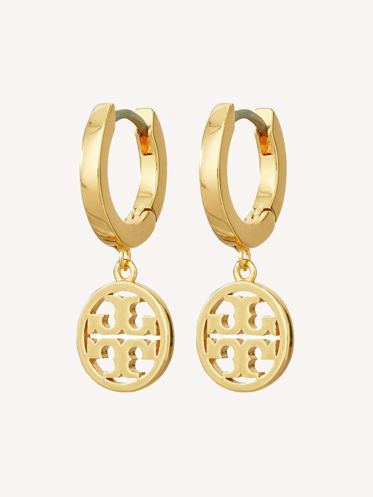 Tory Burch Gold Tone Miller Huggie Hoop Earrings - Image 1 of 2 Tory Burch Gold Tone Miller Huggie Hoop Earrings - Image 1 of 2