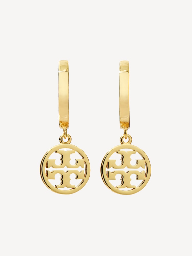Tory Burch Gold Tone Miller Huggie Hoop Earrings - Image 2 of 2 Tory Burch Gold Tone Miller Huggie Hoop Earrings - Image 2 of 2