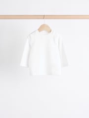 White Baby Long Sleeve 100% Cotton T-Shirts 3 Pack - Image 2 of 8
