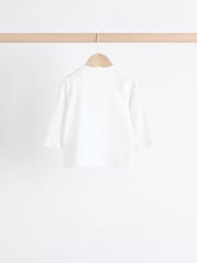 White Baby Long Sleeve 100% Cotton T-Shirts 3 Pack - Image 3 of 8