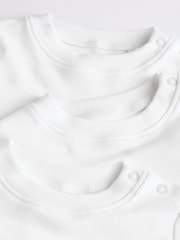 White Baby Long Sleeve 100% Cotton T-Shirts 3 Pack - Image 5 of 8