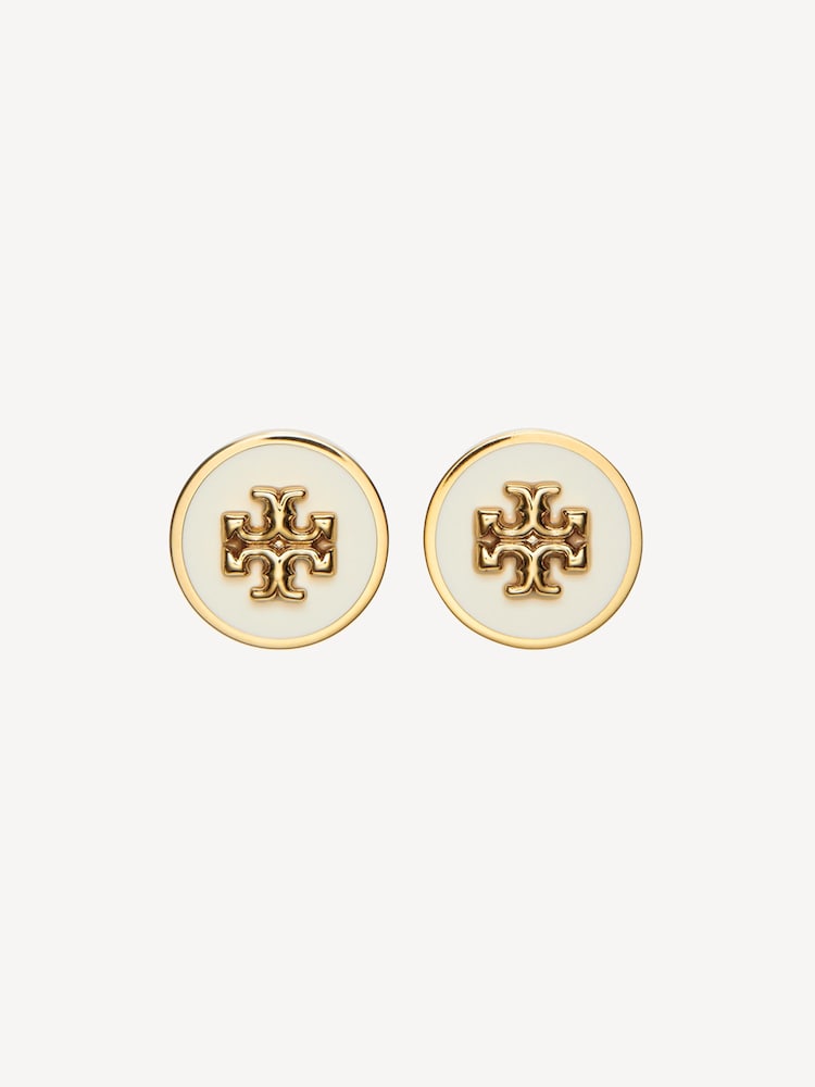 Tory Burch Gold Tone Kira Enamel Circle Stud Earrings - Image 1 of 2