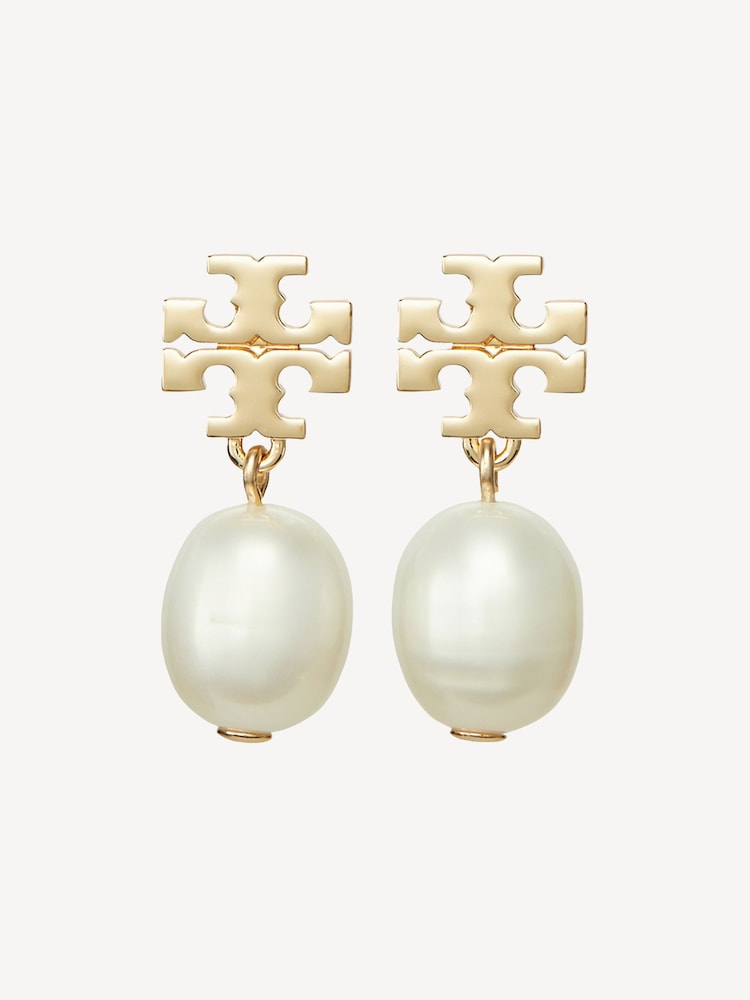 Tory Burch Gold Tone Kira Pearl Drop Earrings - Image 1 of 2 Tory Burch Gold Tone Kira Pearl Drop Earrings - Image 1 of 2