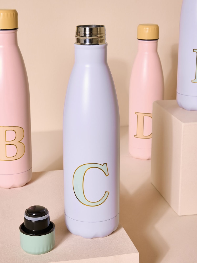 Pink/Lilac Alphabet Stainless Steel 500ml Water Bottle - Image 2 of 3