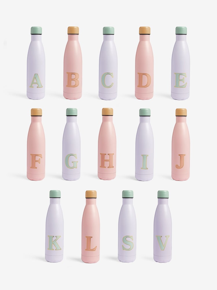 Pink/Lilac Alphabet Stainless Steel 500ml Water Bottle - Image 3 of 3