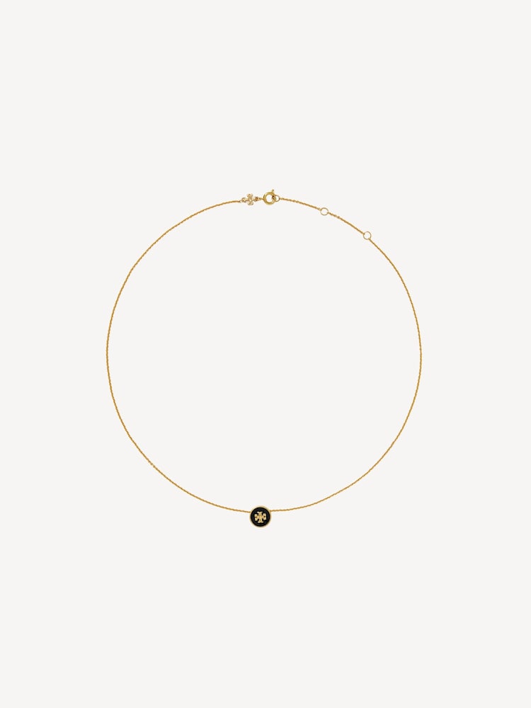 Tory Burch Black Kira Enamel Pendant Necklace - Image 1 of 2