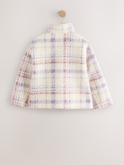 Lilac/Ecru Check Zip Up Borg Fleece Jacket (3-16yrs) - Image 7 of 9