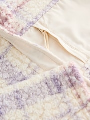 Lilac/Ecru Check Zip Up Borg Fleece Jacket (3-16yrs) - Image 9 of 9